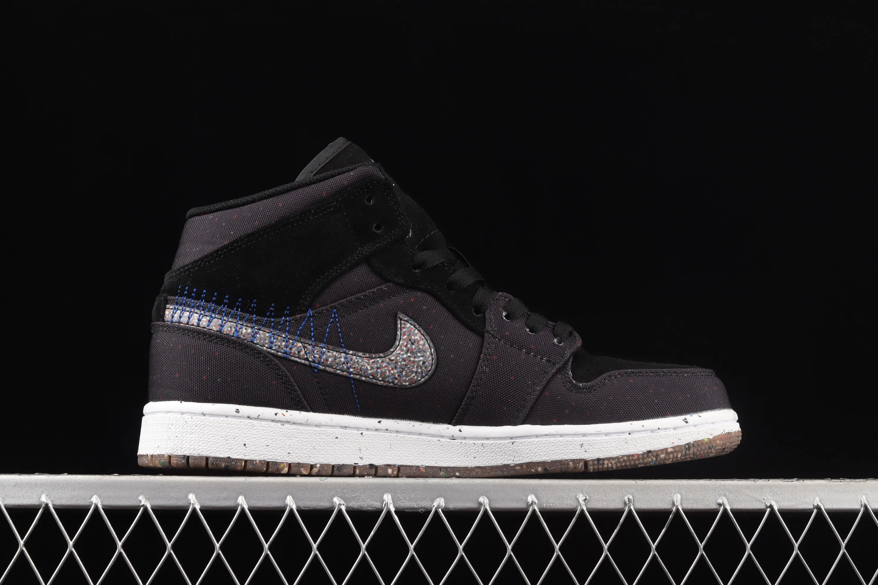 All categories Air Jordan Jordan series basketball shoes Air Jordan 1 Mid Air Jordan 1 Mid Crater AJ1 Joe 1 black multi-color racing blue Zhongbang basketball shoes DM3529-001